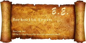 Berkovits Ervin névjegykártya